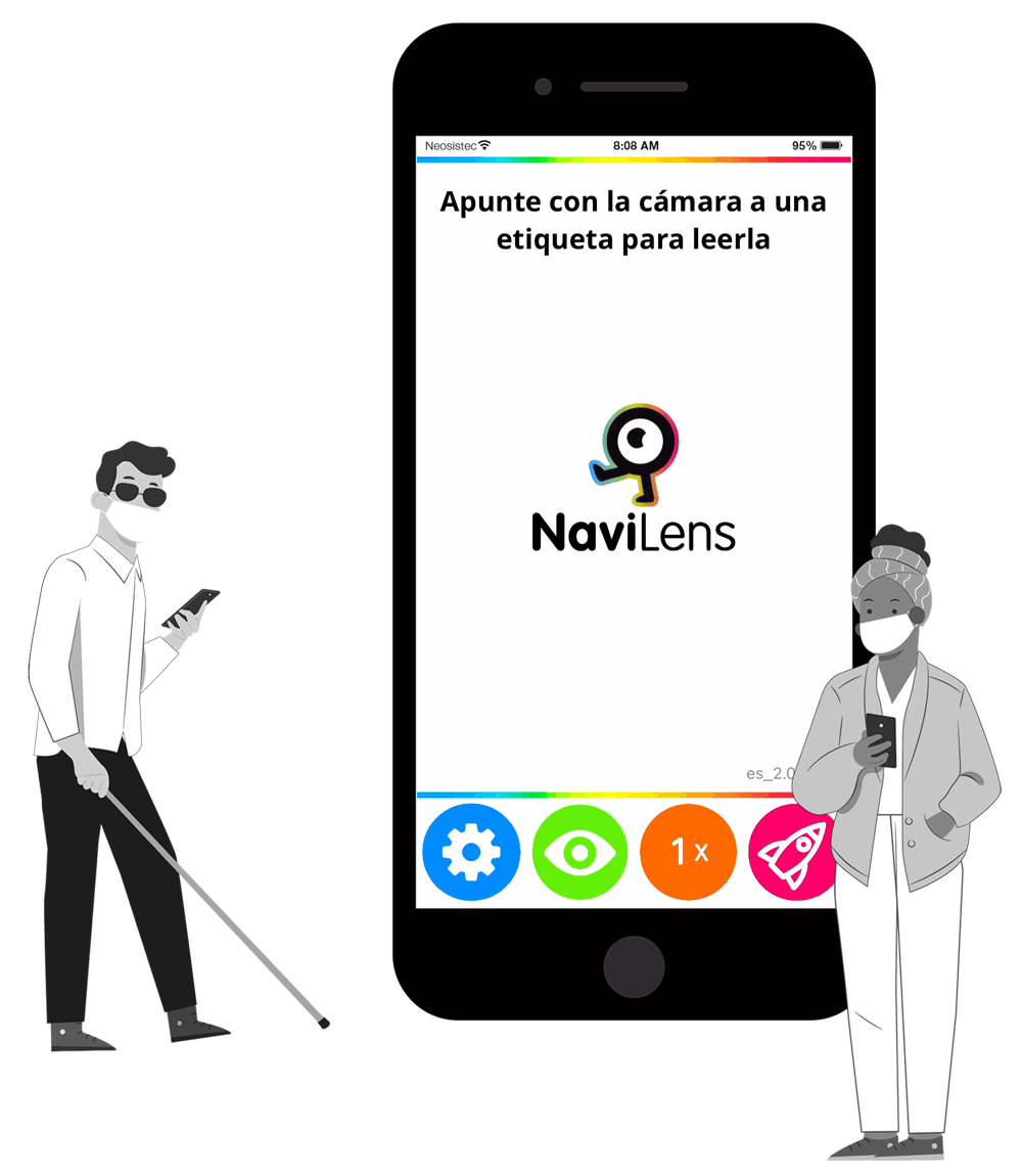 smartphone muestra interfaz navilens