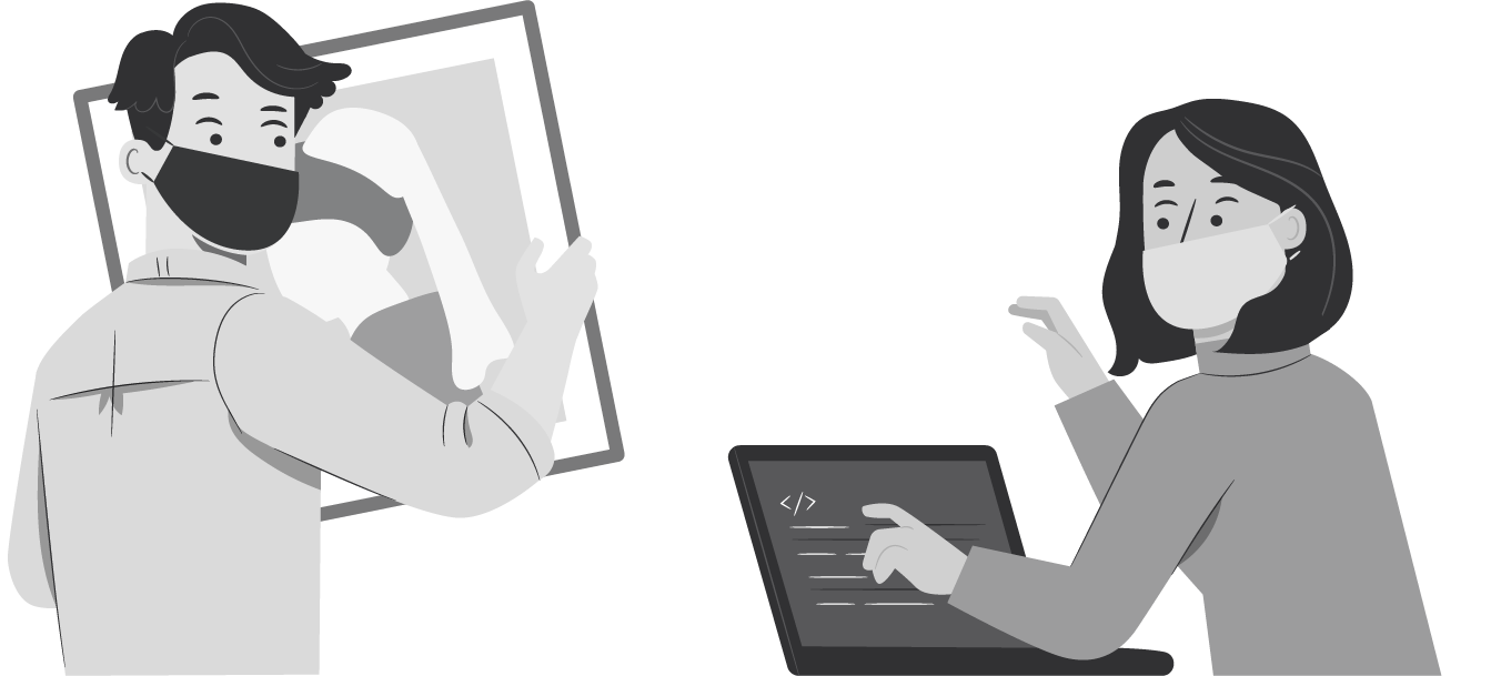 ilustración personas actualizando información de los códigos a través del panel de administración