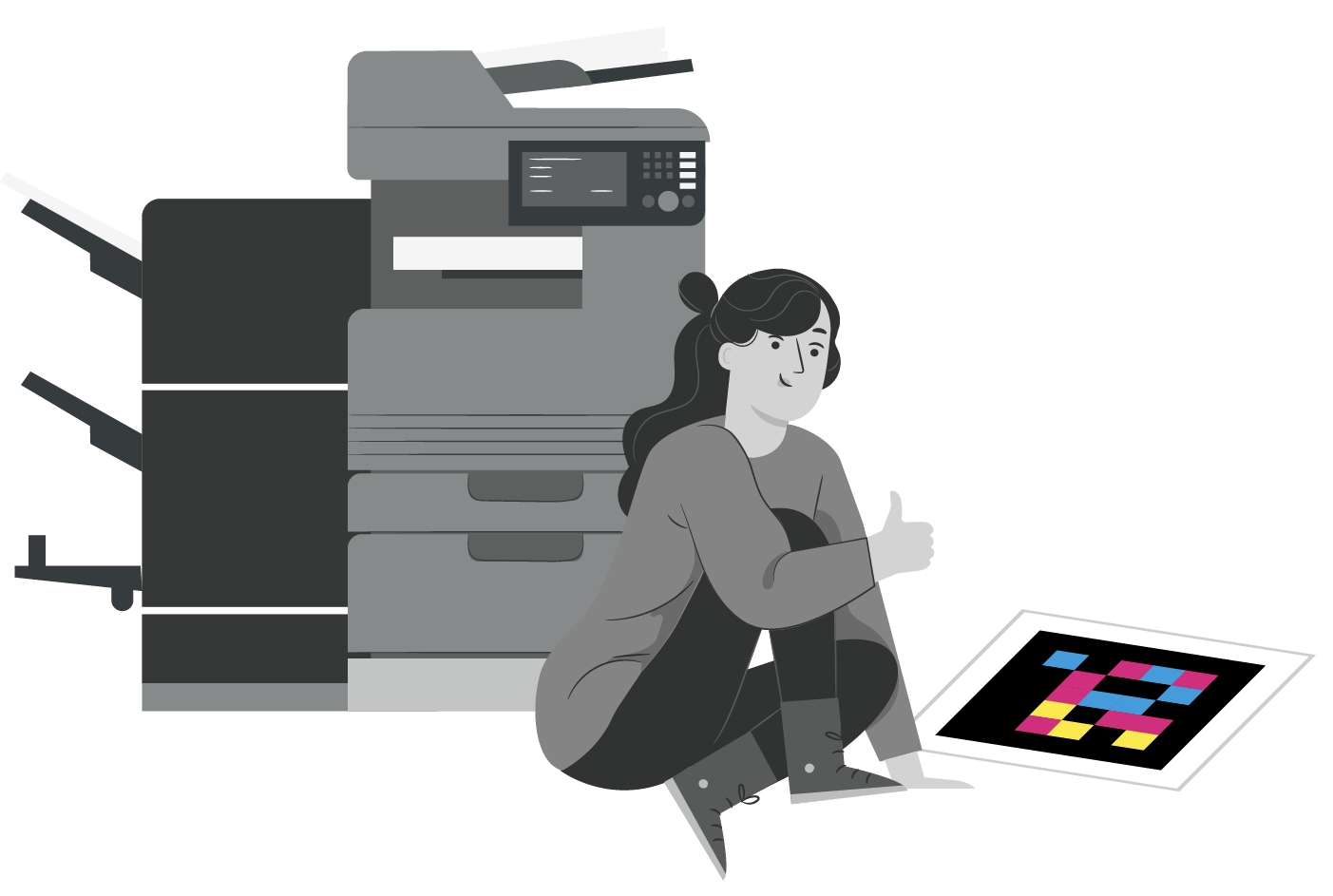 ilustración persona imprimiendo sus códigos navilens