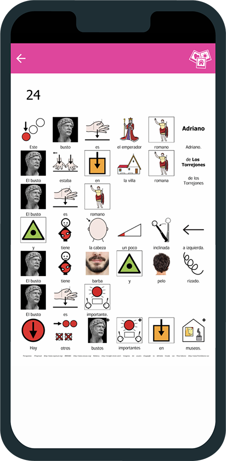 smartphone mostrando contenido en pictogramas